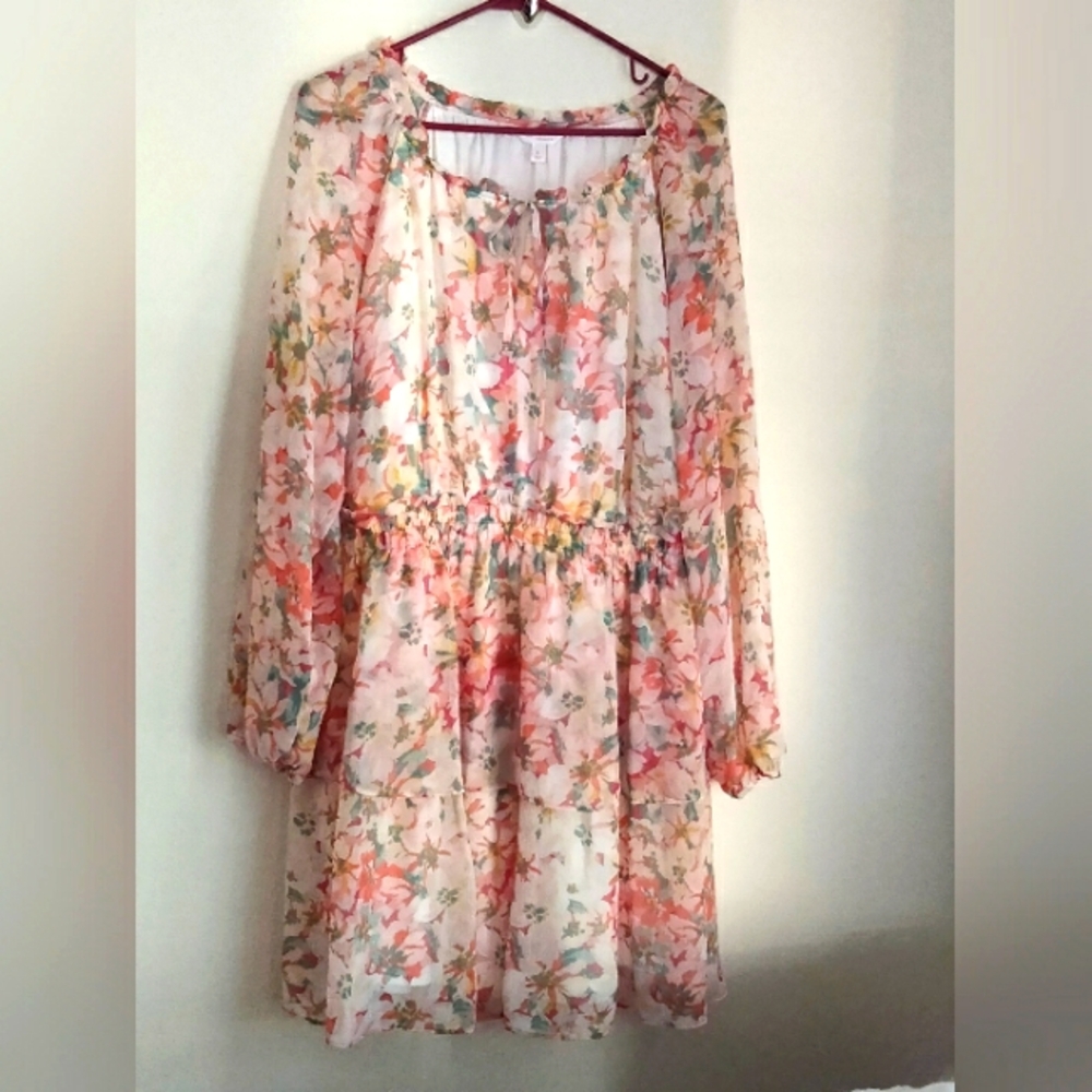 LC Lauren Conrad Dress Women Large Pink and Blue Wedding Elegant Floral Church
